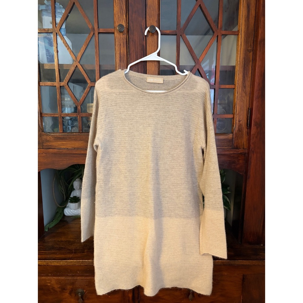 Gobi Organic 100% Mongolian Cashmere Tunic Sweater Tan Beige Womens Small